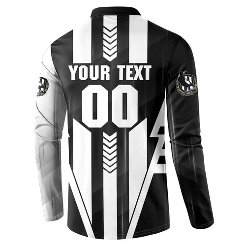 Personalized Collingwood Magpies Button Sweatshirt Modern Geometric Sports Graphic Style