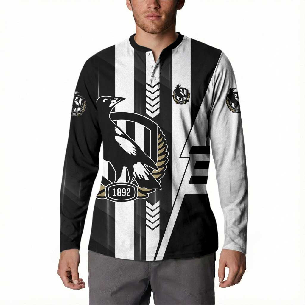 Personalized Collingwood Magpies Button Sweatshirt Modern Geometric Sports Graphic Style