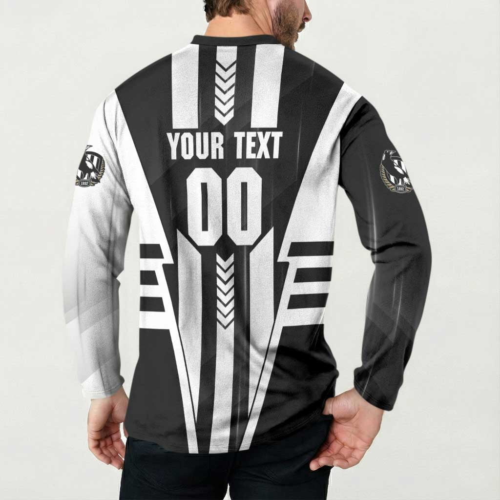 Personalized Collingwood Magpies Button Sweatshirt Modern Geometric Sports Graphic Style