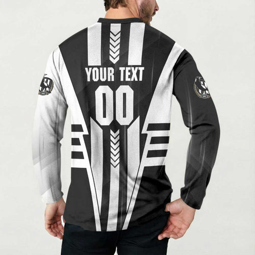 Personalized Collingwood Magpies Button Sweatshirt Modern Geometric Sports Graphic Style