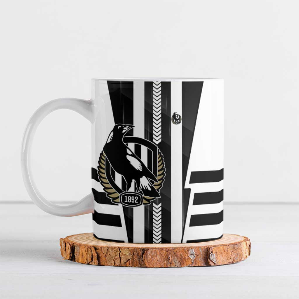 Personalized Collingwood Magpies Ceramic Mug Modern Geometric Sports Graphic Style