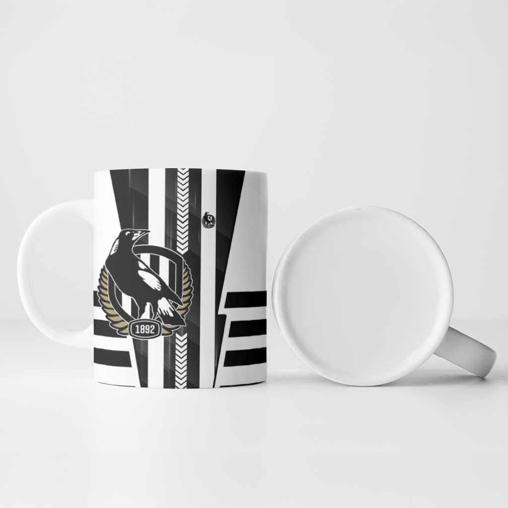 Personalized Collingwood Magpies Ceramic Mug Modern Geometric Sports Graphic Style