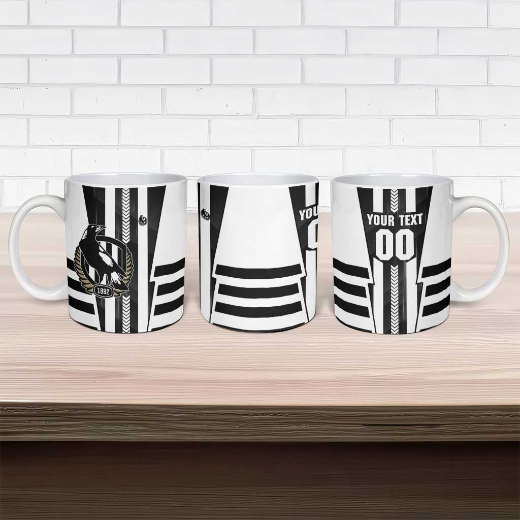 Personalized Collingwood Magpies Ceramic Mug Modern Geometric Sports Graphic Style