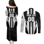 Personalized Collingwood Magpies Couples Matching Puletasi and Long Sleeve Button Shirt Modern Geometric Sports Graphic Style