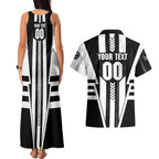 Personalized Collingwood Magpies Couples Matching Tank Maxi Dress and Hawaiian Shirt Modern Geometric Sports Graphic Style