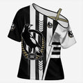 Personalized Collingwood Magpies Cross Shoulder Shirt Modern Geometric Sports Graphic Style