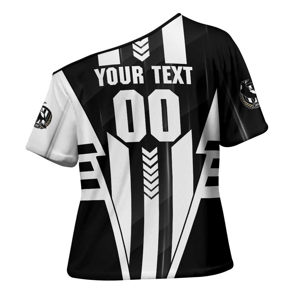 Personalized Collingwood Magpies Cross Shoulder Shirt Modern Geometric Sports Graphic Style