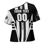Personalized Collingwood Magpies Cross Shoulder Shirt Modern Geometric Sports Graphic Style