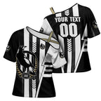 Personalized Collingwood Magpies Cross Shoulder Shirt Modern Geometric Sports Graphic Style
