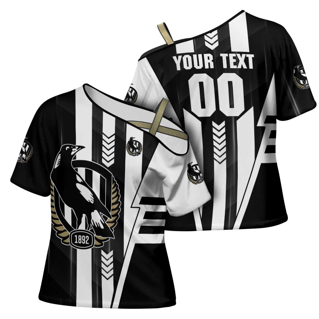 Personalized Collingwood Magpies Cross Shoulder Shirt Modern Geometric Sports Graphic Style