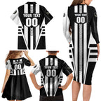 Personalized Collingwood Magpies Family Matching Long Sleeve Bodycon Dress and Hawaiian Shirt Modern Geometric Sports Graphic Style
