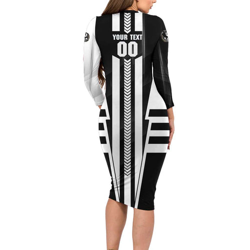 Personalized Collingwood Magpies Family Matching Long Sleeve Bodycon Dress and Hawaiian Shirt Modern Geometric Sports Graphic Style