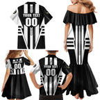 Personalized Collingwood Magpies Family Matching Mermaid Dress and Hawaiian Shirt Modern Geometric Sports Graphic Style
