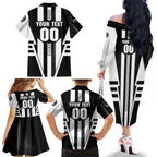 Personalized Collingwood Magpies Family Matching Off The Shoulder Long Sleeve Dress and Hawaiian Shirt Modern Geometric Sports Graphic Style
