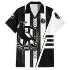 Personalized Collingwood Magpies Family Matching Off The Shoulder Long Sleeve Dress and Hawaiian Shirt Modern Geometric Sports Graphic Style