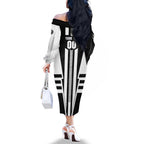 Personalized Collingwood Magpies Family Matching Off The Shoulder Long Sleeve Dress and Hawaiian Shirt Modern Geometric Sports Graphic Style