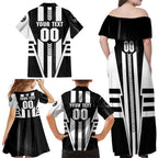 Personalized Collingwood Magpies Family Matching Off Shoulder Maxi Dress and Hawaiian Shirt Modern Geometric Sports Graphic Style