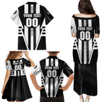 Personalized Collingwood Magpies Family Matching Puletasi and Hawaiian Shirt Modern Geometric Sports Graphic Style