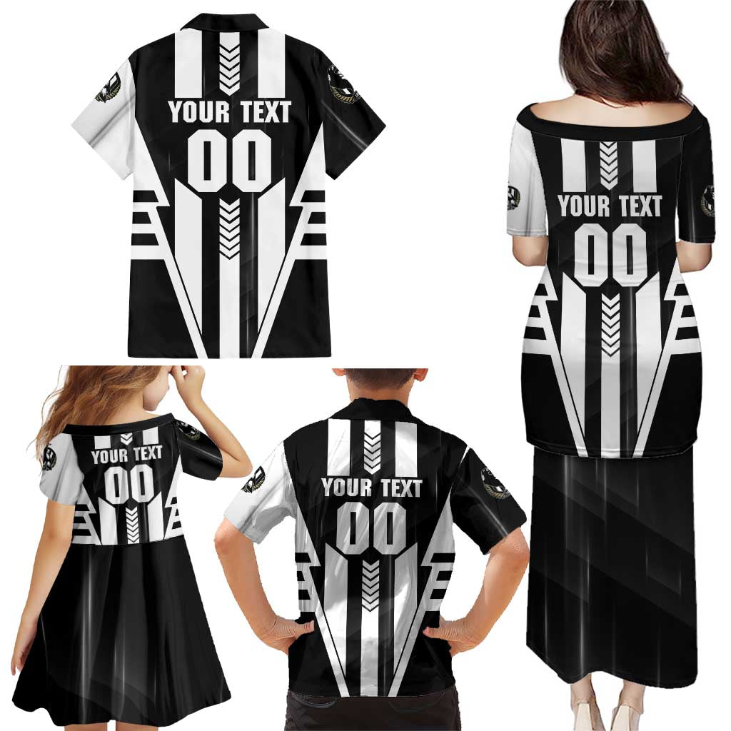 Personalized Collingwood Magpies Family Matching Puletasi and Hawaiian Shirt Modern Geometric Sports Graphic Style