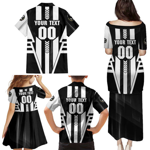 Personalized Collingwood Magpies Family Matching Puletasi and Hawaiian Shirt Modern Geometric Sports Graphic Style