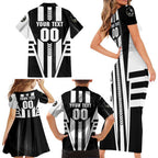 Personalized Collingwood Magpies Family Matching Short Sleeve Bodycon Dress and Hawaiian Shirt Modern Geometric Sports Graphic Style