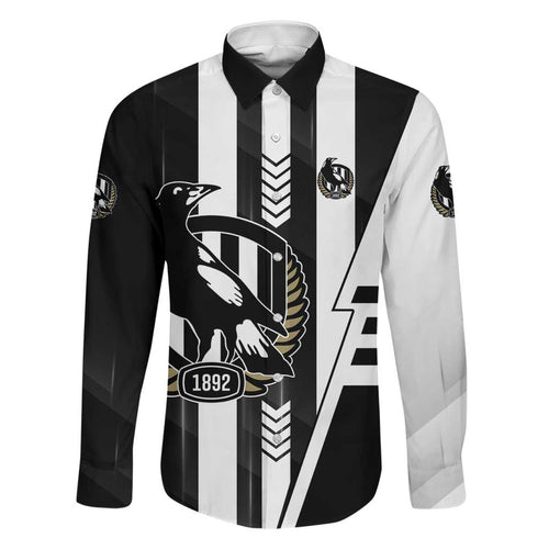 Personalized Collingwood Magpies Family Matching Short Sleeve Bodycon Dress and Hawaiian Shirt Modern Geometric Sports Graphic Style