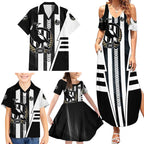 Personalized Collingwood Magpies Family Matching Summer Maxi Dress and Hawaiian Shirt Modern Geometric Sports Graphic Style