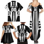 Personalized Collingwood Magpies Family Matching Summer Maxi Dress and Hawaiian Shirt Modern Geometric Sports Graphic Style