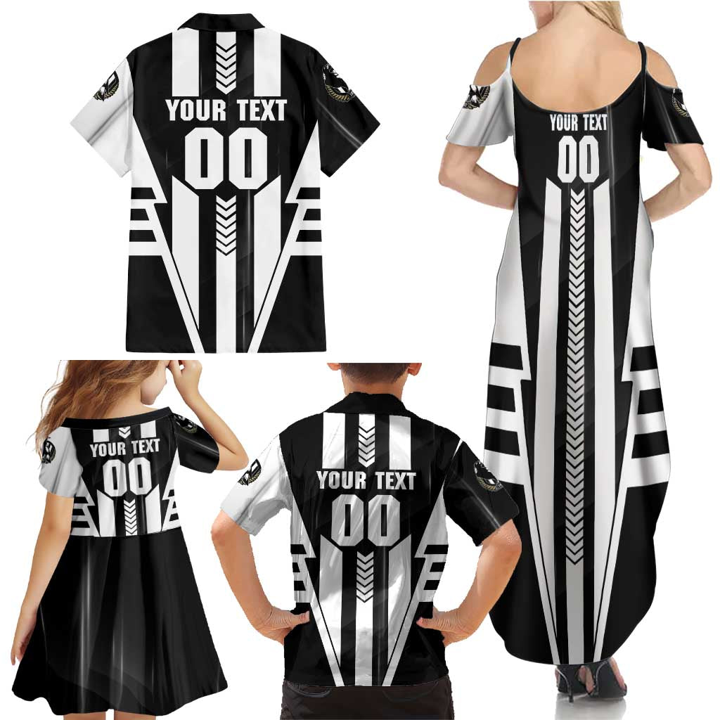 Personalized Collingwood Magpies Family Matching Summer Maxi Dress and Hawaiian Shirt Modern Geometric Sports Graphic Style