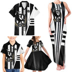 Personalized Collingwood Magpies Family Matching Tank Maxi Dress and Hawaiian Shirt Modern Geometric Sports Graphic Style