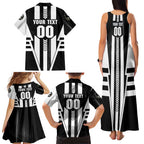 Personalized Collingwood Magpies Family Matching Tank Maxi Dress and Hawaiian Shirt Modern Geometric Sports Graphic Style