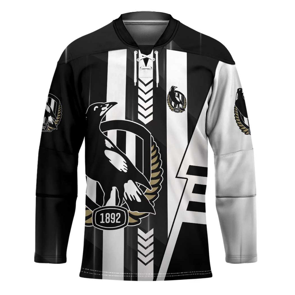 Personalized Collingwood Magpies Hockey Jersey Modern Geometric Sports Graphic Style
