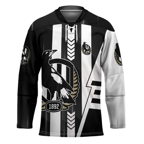 Personalized Collingwood Magpies Hockey Jersey Modern Geometric Sports Graphic Style