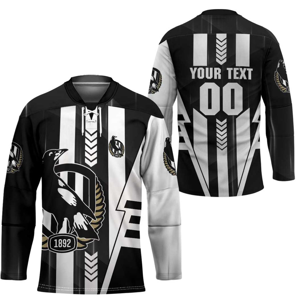 Personalized Collingwood Magpies Hockey Jersey Modern Geometric Sports Graphic Style