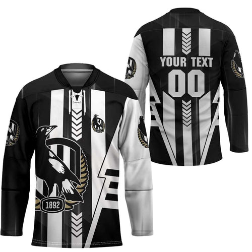 Personalized Collingwood Magpies Hockey Jersey Modern Geometric Sports Graphic Style
