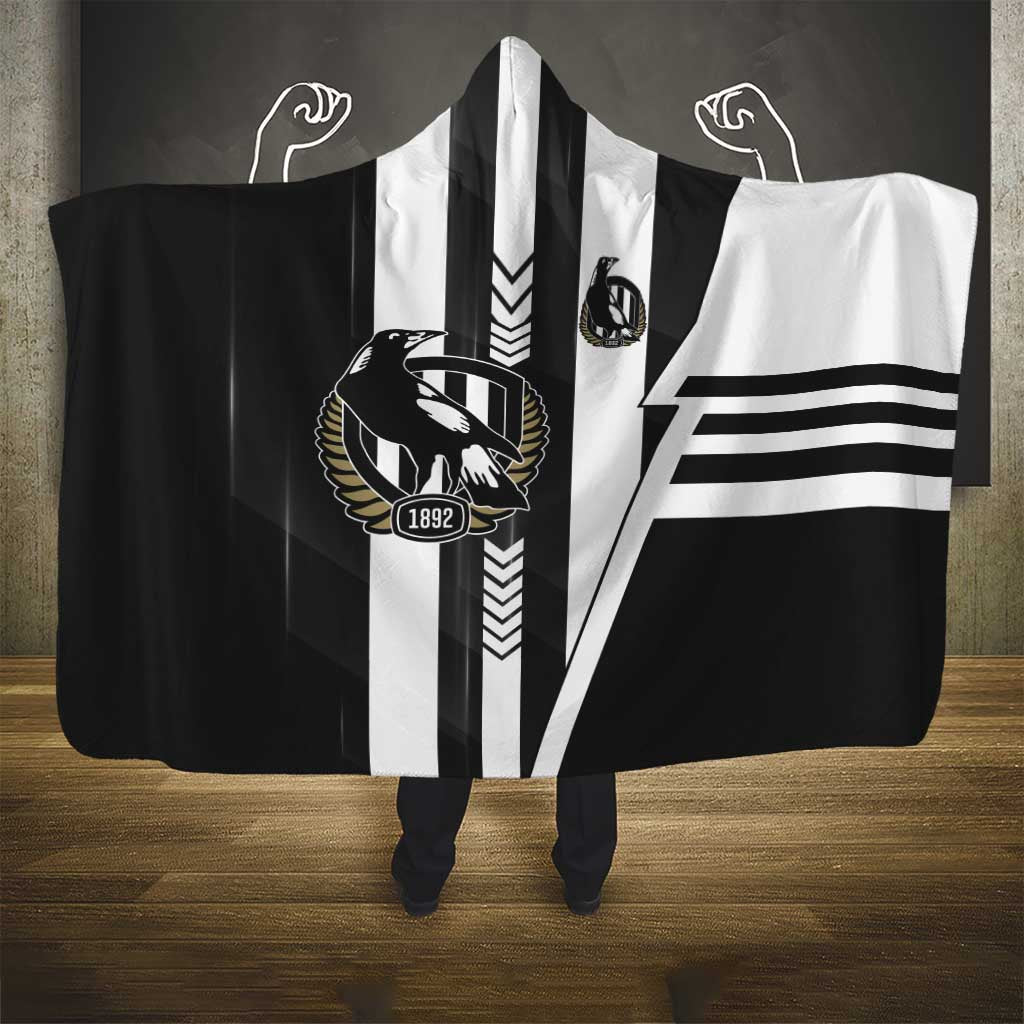 Collingwood Magpies Hooded Blanket Modern Geometric Sports Graphic Style