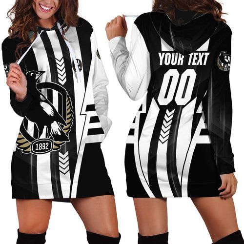 Personalized Collingwood Magpies Hoodie Dress Modern Geometric Sports Graphic Style