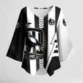 Personalized Collingwood Magpies Kimono Sleeve Blouse Modern Geometric Sports Graphic Style