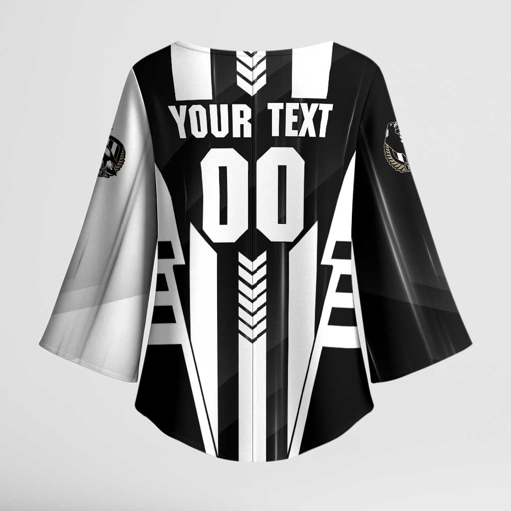 Personalized Collingwood Magpies Kimono Sleeve Blouse Modern Geometric Sports Graphic Style