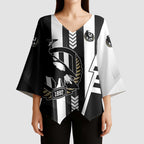 Personalized Collingwood Magpies Kimono Sleeve Blouse Modern Geometric Sports Graphic Style