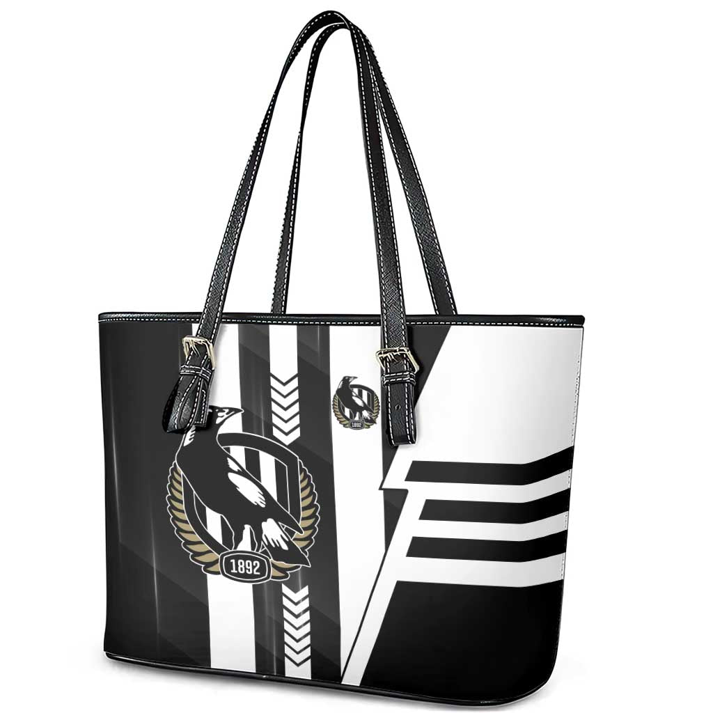 Collingwood Magpies Leather Tote Bag Modern Geometric Sports Graphic Style