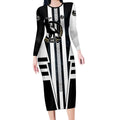 Personalized Collingwood Magpies Long Sleeve Bodycon Dress Modern Geometric Sports Graphic Style