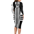 Personalized Collingwood Magpies Long Sleeve Bodycon Dress Modern Geometric Sports Graphic Style
