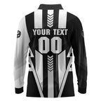 Personalized Collingwood Magpies Long Sleeve Polo Shirt Modern Geometric Sports Graphic Style