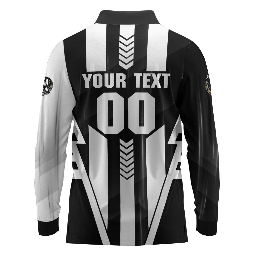 Personalized Collingwood Magpies Long Sleeve Polo Shirt Modern Geometric Sports Graphic Style