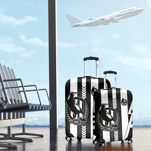 Collingwood Magpies Luggage Cover Modern Geometric Sports Graphic Style