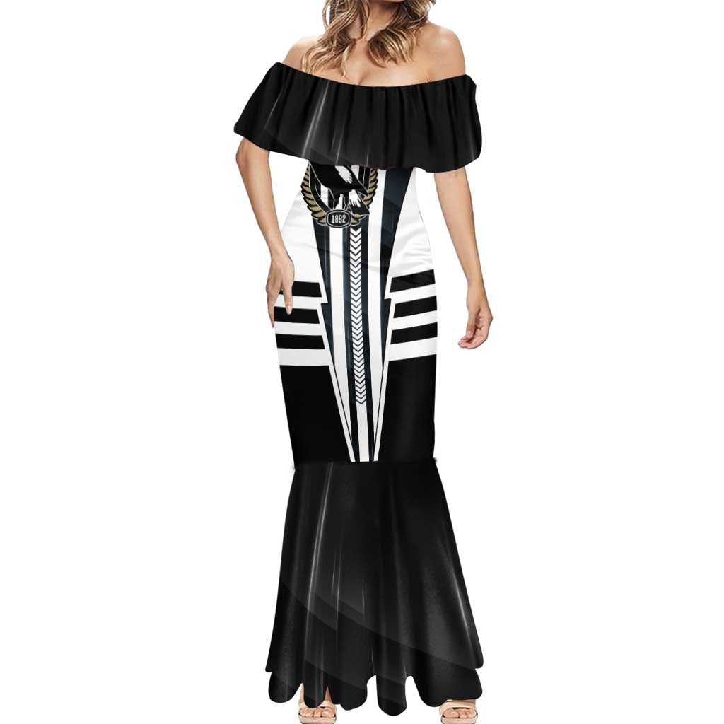 Personalized Collingwood Magpies Mermaid Dress Modern Geometric Sports Graphic Style