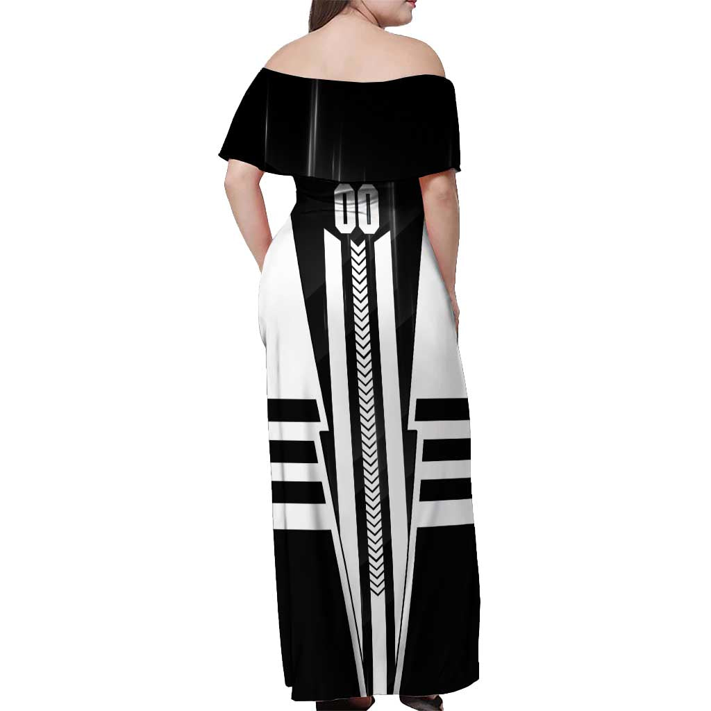 Personalized Collingwood Magpies Off Shoulder Maxi Dress Modern Geometric Sports Graphic Style