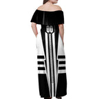 Personalized Collingwood Magpies Off Shoulder Maxi Dress Modern Geometric Sports Graphic Style