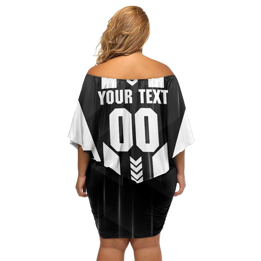 Personalized Collingwood Magpies Off Shoulder Short Dress Modern Geometric Sports Graphic Style